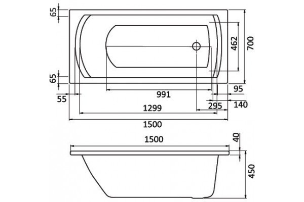 Ванна акриловая Santek Монако 150x70 белая 1.WH11.1.976