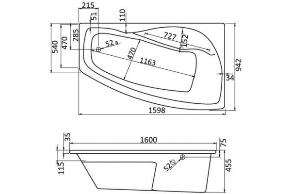 Ванна акриловая Santek Майорка XL 160х95 правосторонняя белая 1.WH11.1.990