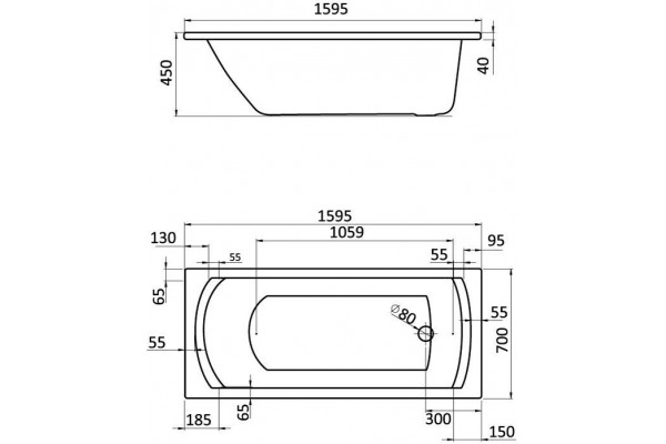 Ванна акриловая Santek Монако 160x70 белая 1.WH11.1.977