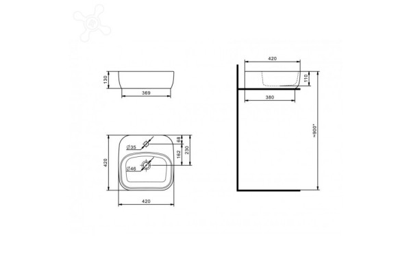 Раковина накладная Santek Одри Soft 42х42 см 1.WH50.1.709