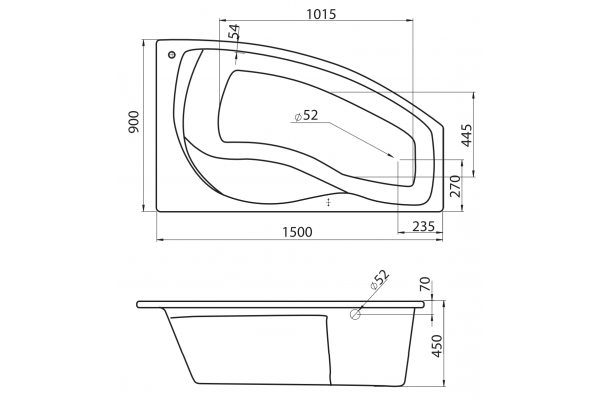 Акриловая ванна Santek Майорка 150x90 1.WH11.1.985 правая