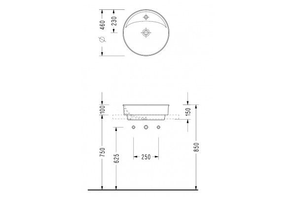 Раковина для установки на столешницу SEREL MINIMAL 46х46 см, круглая, 2058TXS110H