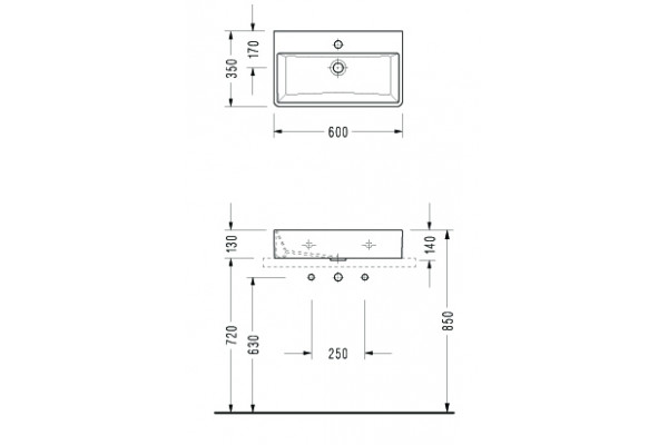 Раковина для установки на столешницу SEREL MINIMAL 35x60 см, 2046TXS110H