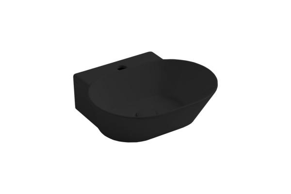 SIMAS WAVE Раковина накладная/подвесная овальная 480х430х165 мм. с 1 отверстием для смесителя цвет черный  матовый WA06 nero matt