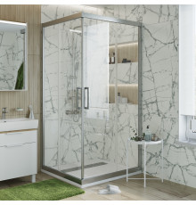 Душевой уголок STWORKI Дублин 90x90 см профиль хром матовый, прозрачное стекло, квадратный, двери раздвижные