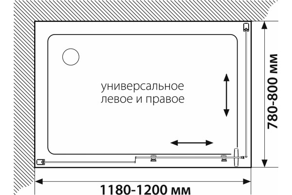 Душевой уголок STWORKI Эстерсунд 120x80 см профиль черный матовый прямоугольный, двери раздвижные