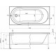 Акриловая ванна STWORKI Хельсинки 150x70 с каркасом, прямоугольная, российская, пристенная, встраиваемая, объем 195 л.