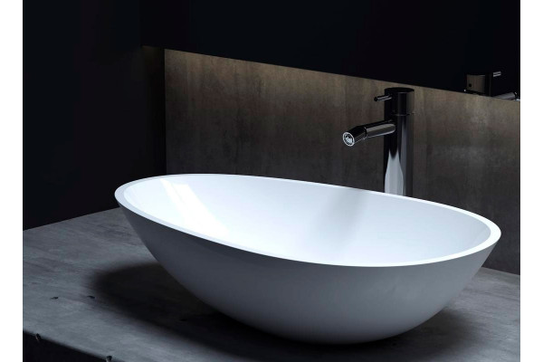 Раковина накладная  Salini Callista 101 58x34.5 S-Stone, белая матовая, овальная, цвет белый
