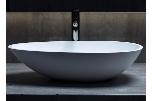 Раковина накладная  Salini Callista 101 58x34.5 S-Stone, белая матовая, овальная, цвет белый