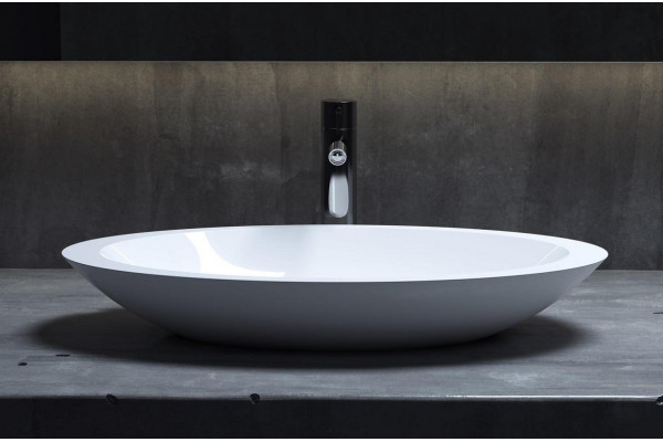 Раковина накладная Salini Callista 102 57.5x35 S-Stone, белая матовая , цвет белый