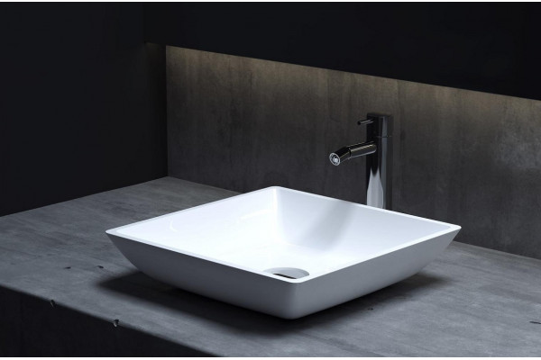 Раковина накладная Salini Callista 108 38x38 S-Sense, белая глянцевая, квадратная, цвет белый