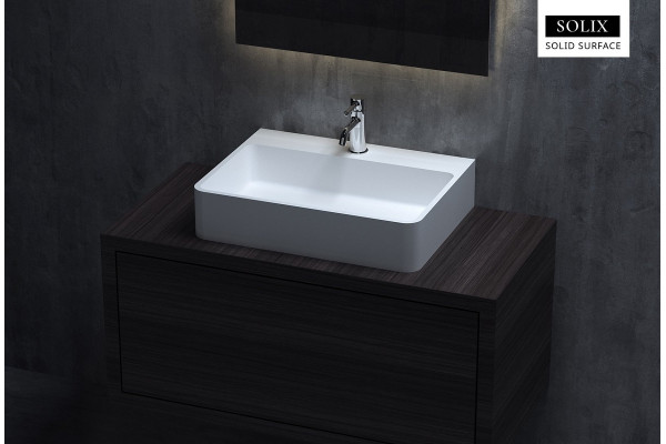 Раковина накладная Salini Ottavia 60x45 S-Stone, белая матовая , прямоугольная, цвет белый