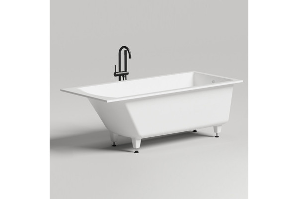 Salini CASCATA KIT Встраиваемая ванна с прямоугольной чашей 1698х750х600мм ножки донный клапан "Up&Down" сифон S-Sense белый глянцевый 104313G