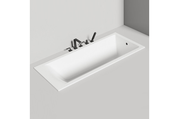 Salini CASCATA KIT Встраиваемая ванна с прямоугольной чашей 1698х750х600мм ножки донный клапан "Up&Down" сифон S-Sense белый глянцевый 104313G