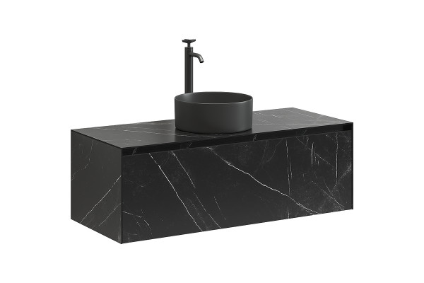 Тумба под раковину Sancos Stone 120 черная подвесная, с ящиками