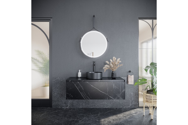 Тумба под раковину Sancos Stone 120 черная подвесная, с ящиками