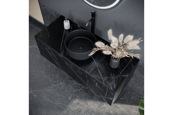 Тумба под раковину Sancos Stone 120 черная подвесная, с ящиками
