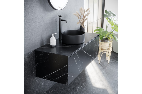 Тумба под раковину Sancos Stone 120 черная подвесная, с ящиками