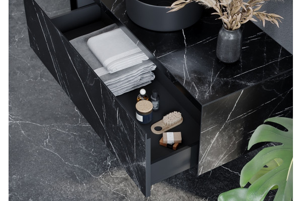 Тумба под раковину Sancos Stone 120 черная подвесная, с ящиками