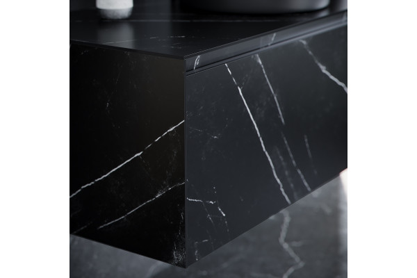 Тумба под раковину Sancos Stone 120 черная подвесная, с ящиками