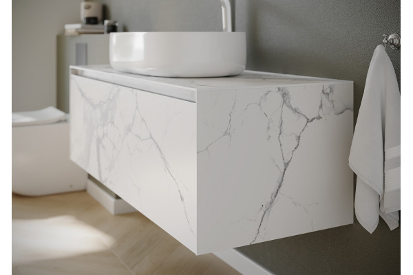 Тумба под раковину Sancos Stone 120 белая подвесная, с ящиками