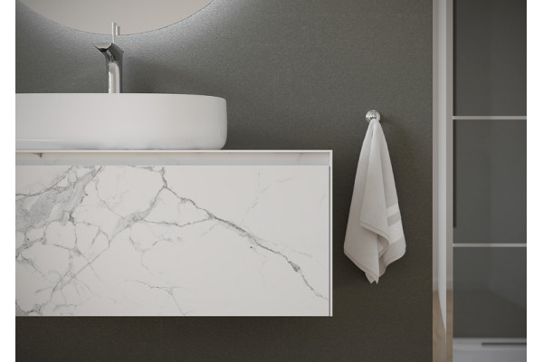 Тумба под раковину Sancos Stone 120 белая подвесная, с ящиками