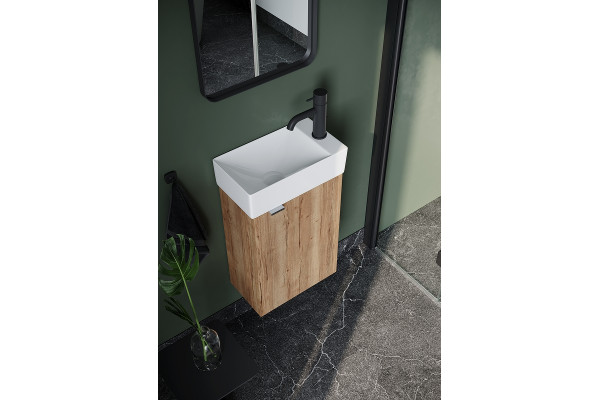 Тумба под раковину Sancos Mini 35 дуб галифакс, правая, подвесная