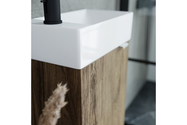 Тумба под раковину Sancos Mini 35 дуб чарльстон, левая, подвесная