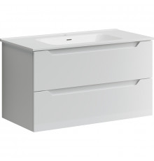 Тумба с раковиной Sancos Norma 2.0 90 белая, подвесная, с ящиками