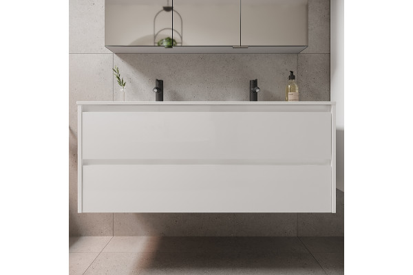 Тумба с раковиной Sancos Libra 120 белая, подвесная, с ящиками