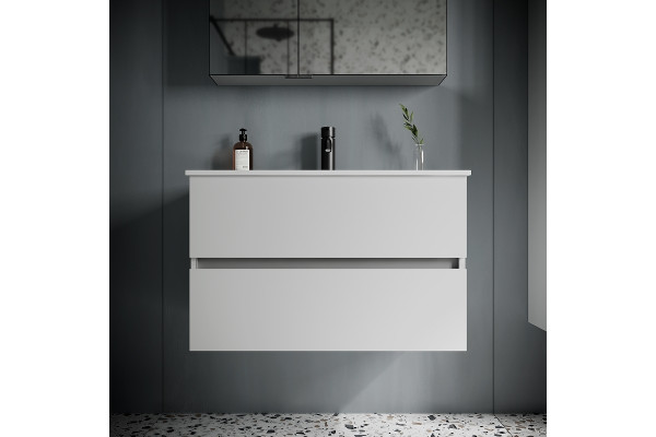 Тумба с раковиной Sancos Urban 80 белая, подвесная, с ящиками
