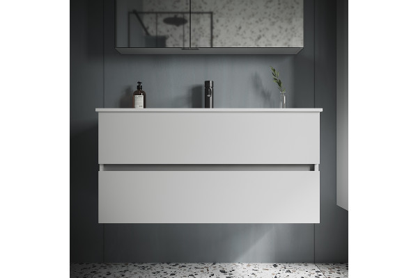 Тумба с раковиной Sancos Urban 100 белая, подвесная, с ящиками