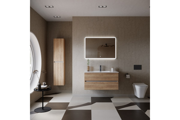 Тумба с раковиной Sancos Urban 100 дуб галифакс, подвесная, с ящиками