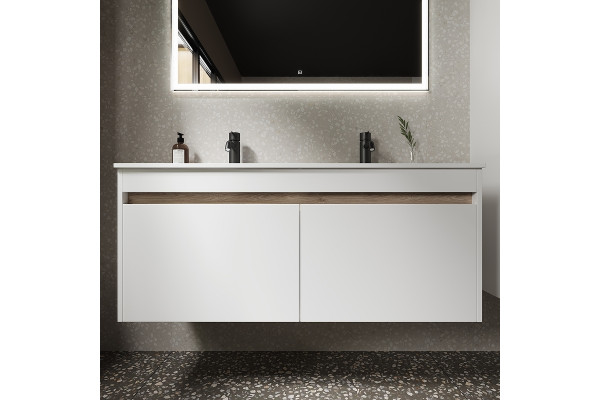 Тумба с раковиной Sancos Smart 120 белая, подвесная, с ящиками