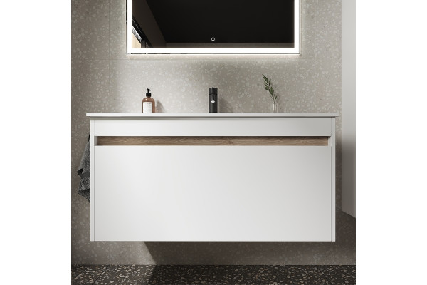 Мебель для ванной Sancos Smart 100 белая подвесная, с ящиками
