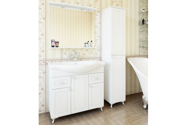 Тумба с раковиной Sanflor Софи 85, матовая, ручки серебро