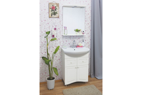 Тумба с раковиной Sanflor Софи 65, матовая, ручки серебро