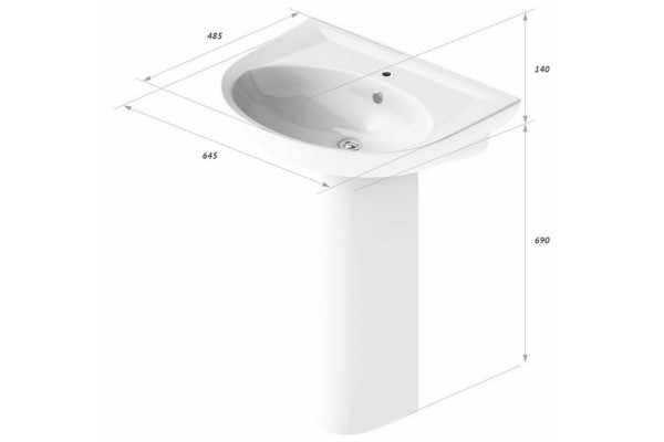Раковина Sanita luxe Classic luxe полукруглая, цвет белый, с переливом