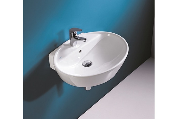 Раковина Sanitana Soft 57 с переливом, цвет белый, полукруглая