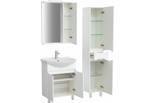 Тумба с раковиной Sanstar Bianco 65, напольная, с дверками