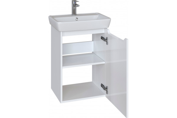 Тумба с раковиной Sanstar Bianco 50, подвесная, с дверками, правая