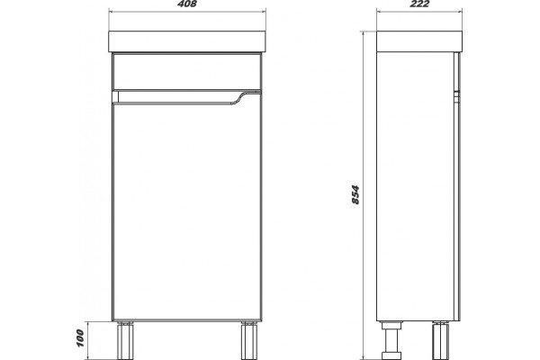 Тумба с раковиной Sanstar Migliore Line 40 R, с дверками, правая