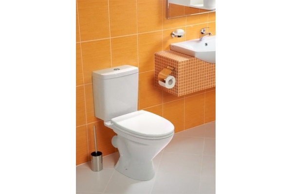 Унитаз-компакт Santek Лига 1WH302197 косой выпуск белый, овальный, 34.5x65 см