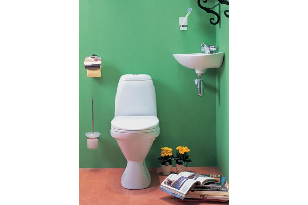 Унитаз-компакт Santek Римини WH302130 косой выпуск белый, овальный, 33.6x58 см