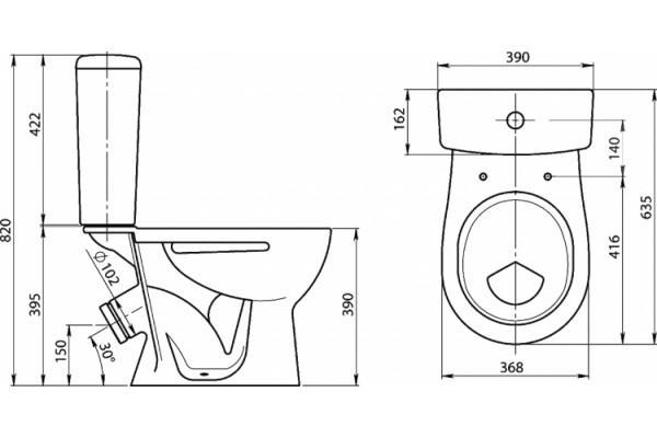 Унитаз-компакт Santeri Орион Комфорт белый овальный, антивсплеск, 39x63.5 см