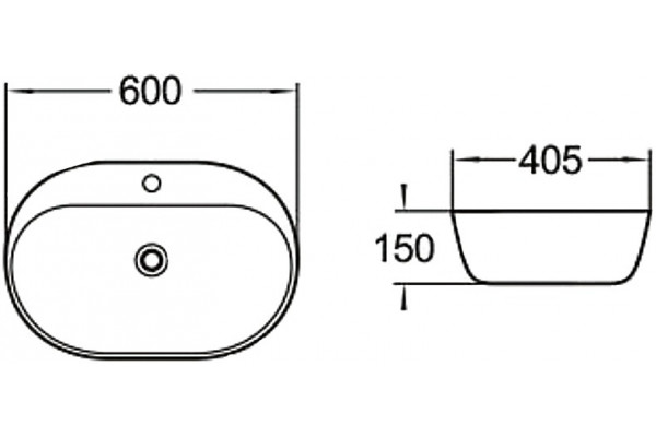 Раковина SantiLine SL-1024 овальная, цвет белый, на столешницу