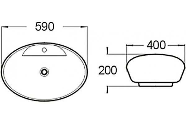 Раковина SantiLine SL-1022 овальная, цвет белый, на столешницу