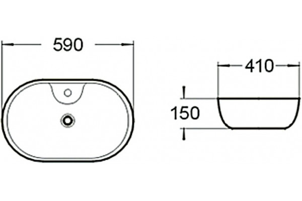 Раковина SantiLine SL-1023 овальная, цвет белый, на столешницу