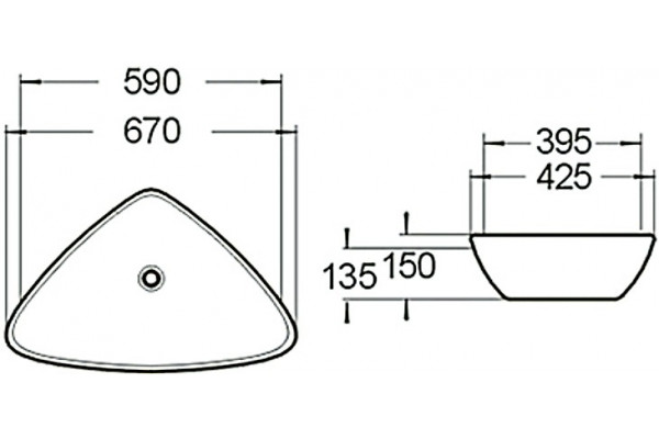 Раковина SantiLine SL-1034 овальная, цвет белый, на столешницу