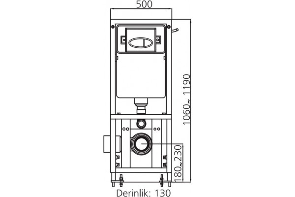 Система инсталляции для унитазов SantiLine SL-01 с кнопкой смыва, бачок 3/6 л, 50x13x119 см